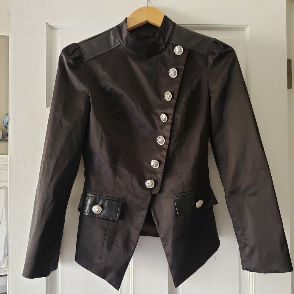 TCEC Black Asymmetric Jacket with Silver Buttons S
